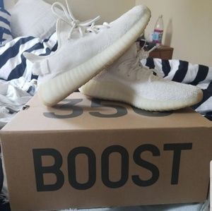 All white Yeezy Boost adidas